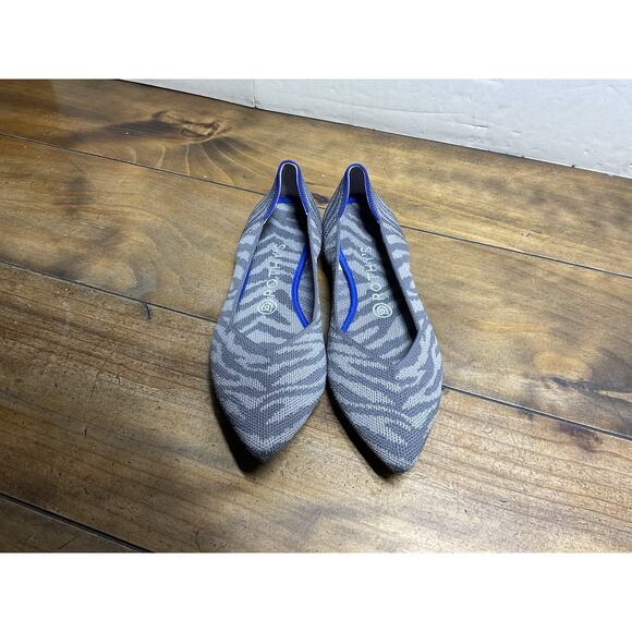 Rothy's The Point Gray Zebra Pointed Ballet Flats Women's Size 9 - Picture 2 of 7